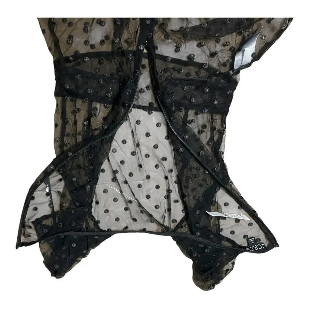 J Crew Blouse Womens Black‎ Cap Sleeve Top Dotted Tulle Sheer Polka Dot Size 00